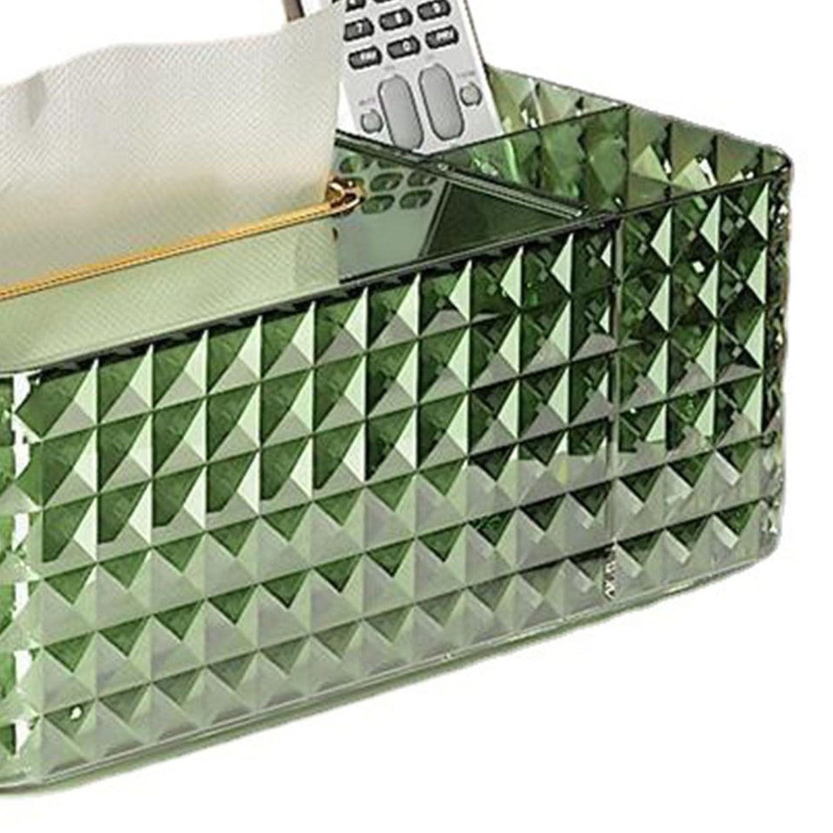 Tissue Storage Box Rhombus Texture Side Partition Towel Napkin Container Case Transparent Green
