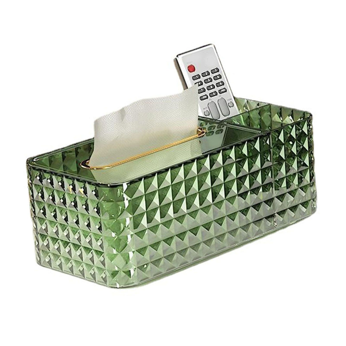 Tissue Storage Box Rhombus Texture Side Partition Towel Napkin Container Case Transparent Green