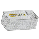 Tissue Storage Box Rhombus Texture Side Partition Towel Napkin Container Case Transparent White - Side View