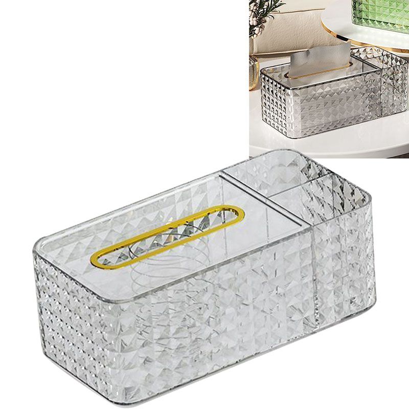 Tissue Storage Box Rhombus Texture Side Partition Towel Napkin Container Case Transparent White