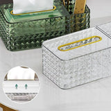 Tissue Storage Box Rhombus Texture Side Partition Towel Napkin Container Case Transparent White - Close-Up Angle