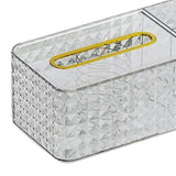 Tissue Storage Box Rhombus Texture Side Partition Towel Napkin Container Case Transparent White