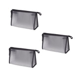 3Pcs Mesh Makeup Bag Waterproof EVA Triangular Design Semi Transparent Mesh Zipper Pouch for Cosmetic Travel Outdoor