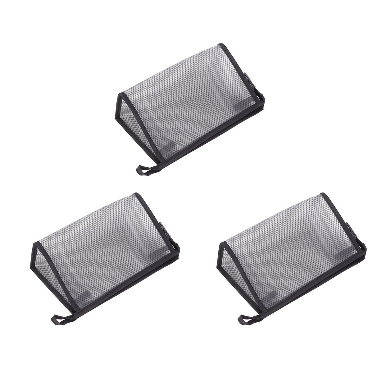 3Pcs Mesh Makeup Bag Waterproof EVA Triangular Design Semi Transparent Mesh Zipper Pouch for Cosmetic Travel Outdoor
