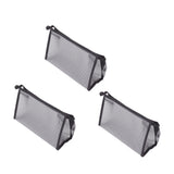 3Pcs Mesh Makeup Bag Waterproof EVA Triangular Design Semi Transparent Mesh Zipper Pouch for Cosmetic Travel Outdoor