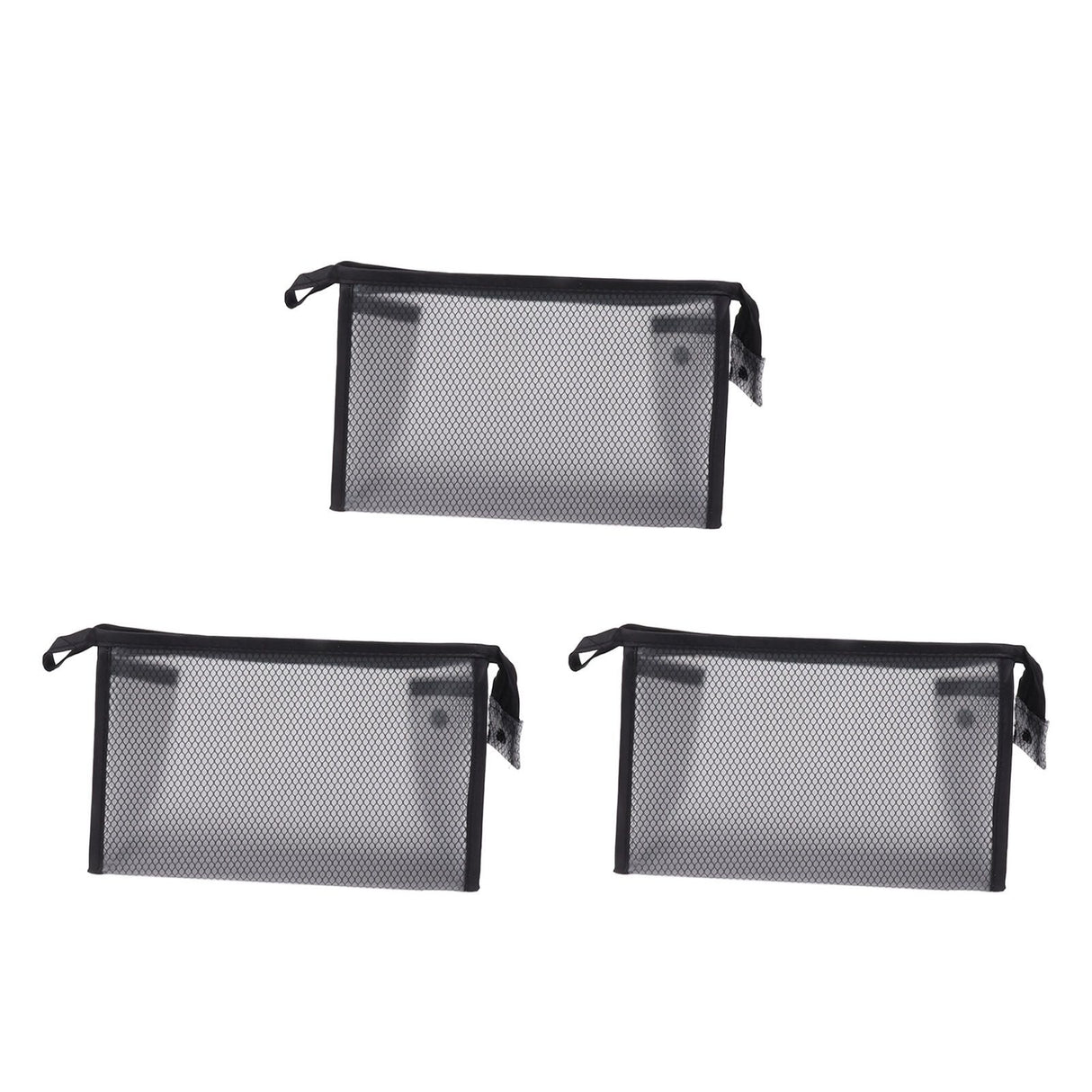 3Pcs Mesh Makeup Bag Waterproof EVA Triangular Design Semi Transparent Mesh Zipper Pouch for Cosmetic Travel Outdoor