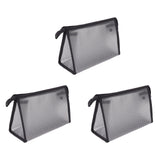 3Pcs Mesh Makeup Bag Waterproof EVA Triangular Design Semi Transparent Mesh Zipper Pouch for Cosmetic Travel Outdoor