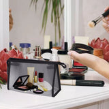 3Pcs Mesh Makeup Bag Waterproof EVA Triangular Design Semi Transparent Mesh Zipper Pouch for Cosmetic Travel Outdoor