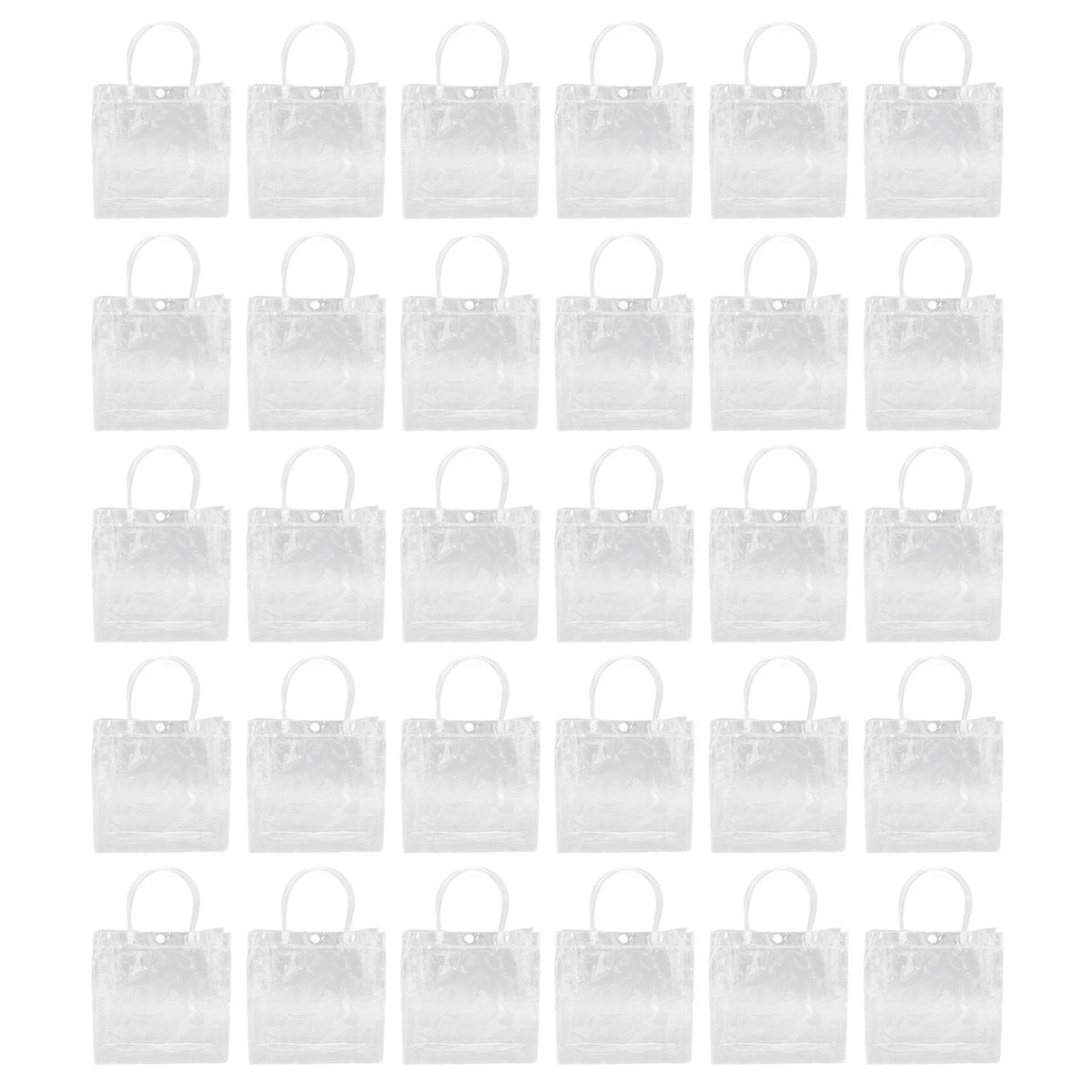 30Pcs Clear PVC Plastic Gift Bags with Handles Reusable Plastic Gift Wrap Tote Bags for Shopping Retail Goodies Business Boutique Wedding Birthday Party 20x20x8cm