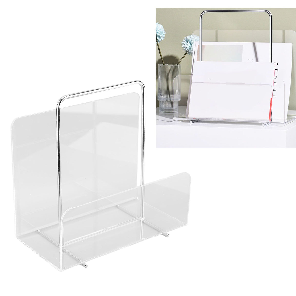 Acrylic Magazine Rack Transparent Acrylic File Book Holder for Office Organization Storage Decoration Reception