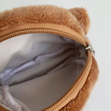 Cartoon Coin Purse Bear Shape Cute Portable Plush Mini Change Purse for Shopping Student Coffee