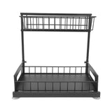Under Sink Organizers and Storage Sliding Cabinet Basket Organizer 2 Tier Under Bathroom Storage Rack for Bathroom Kitchen Black
