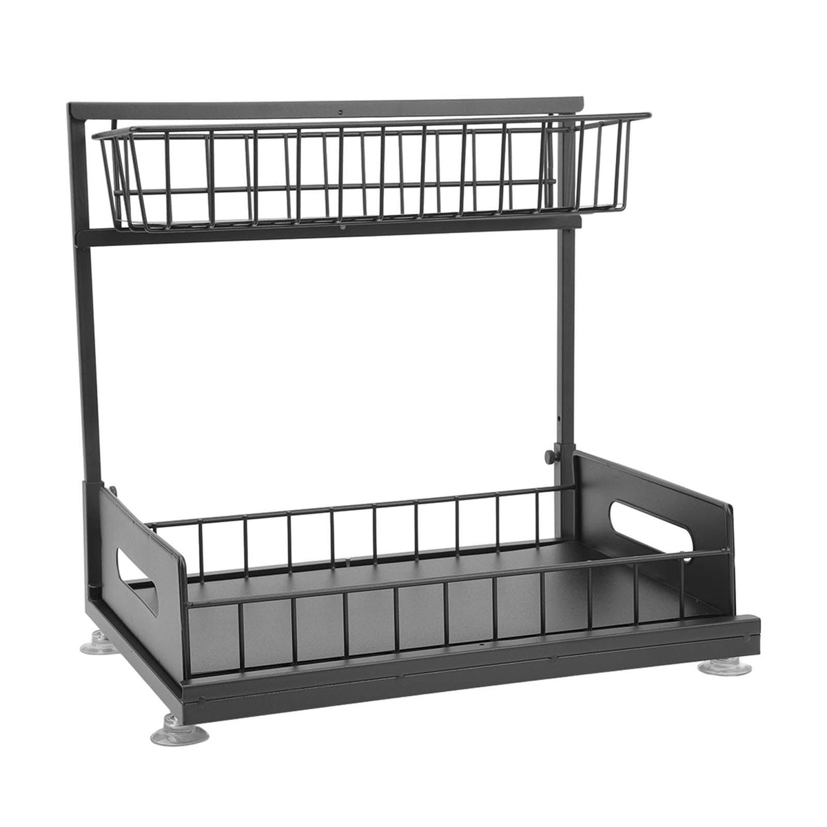 Under Sink Organizers and Storage Sliding Cabinet Basket Organizer 2 Tier Under Bathroom Storage Rack for Bathroom Kitchen Black