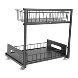 Under Sink Organizers and Storage Sliding Cabinet Basket Organizer 2 Tier Under Bathroom Storage Rack for Bathroom Kitchen Black