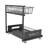 Under Sink Organizers and Storage Sliding Cabinet Basket Organizer 2 Tier Under Bathroom Storage Rack for Bathroom Kitchen Black - Rear View