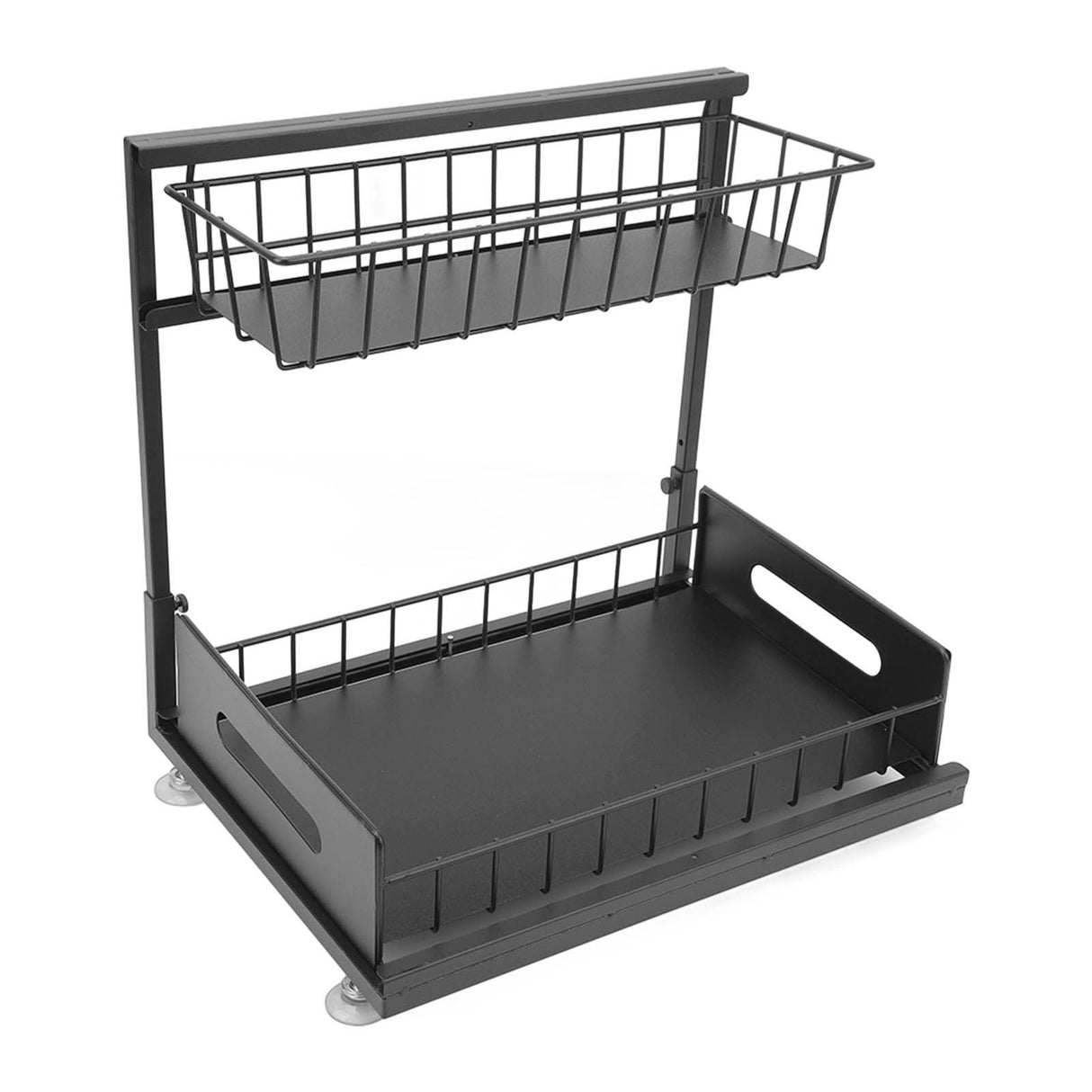 Under Sink Organizers and Storage Sliding Cabinet Basket Organizer 2 Tier Under Bathroom Storage Rack for Bathroom Kitchen Black