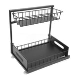 Under Sink Organizers and Storage Sliding Cabinet Basket Organizer 2 Tier Under Bathroom Storage Rack for Bathroom Kitchen Black