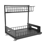 Under Sink Organizers and Storage Sliding Cabinet Basket Organizer 2 Tier Under Bathroom Storage Rack for Bathroom Kitchen Black - Low Angle