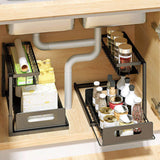 Under Sink Organizers and Storage Sliding Cabinet Basket Organizer 2 Tier Under Bathroom Storage Rack for Bathroom Kitchen Black