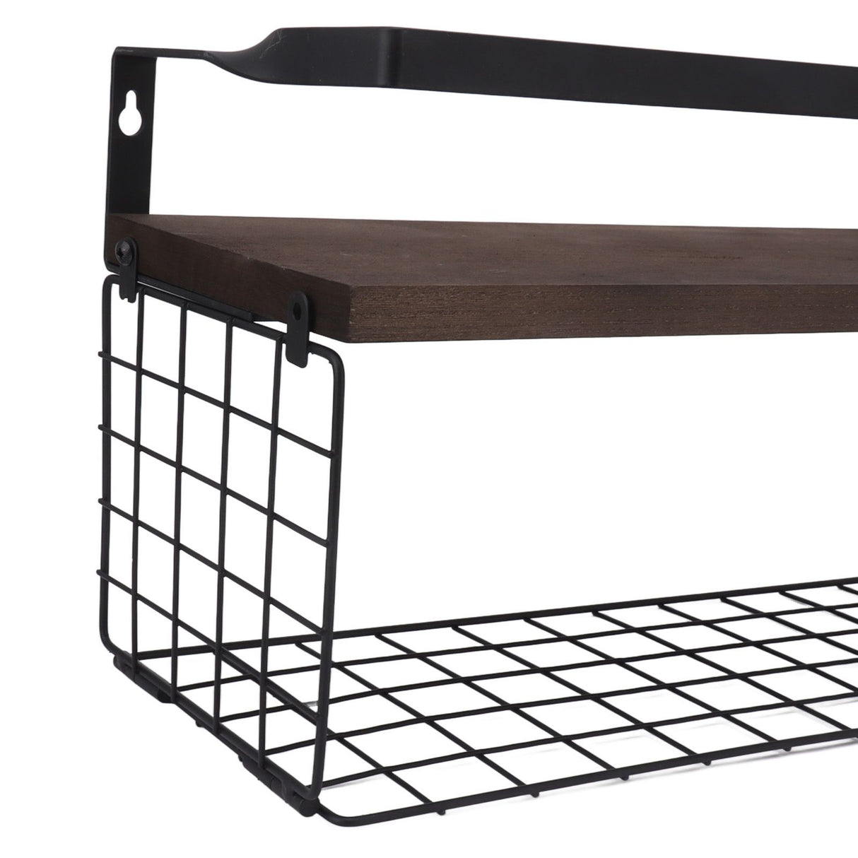 2 Set Wall Mounted Storage Shelves Bathroom Metal Wire Rustic Floating Shelf for Kitchen Office