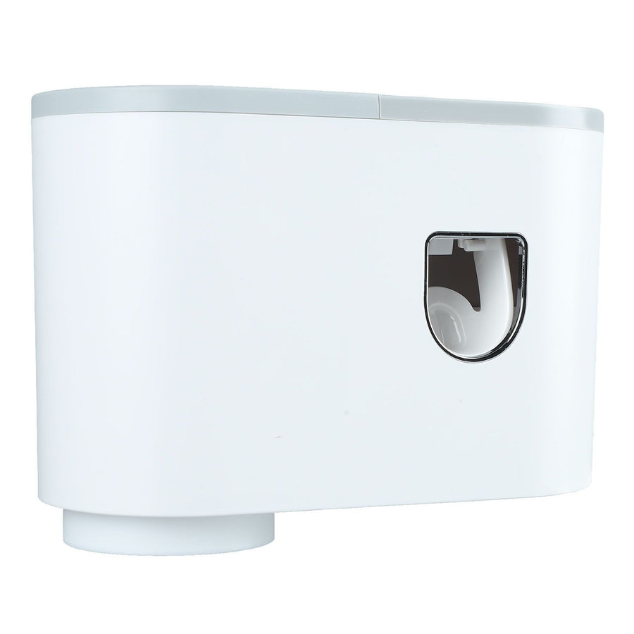Wall Toothbrush Holder Top Storage Tray Adhesive Wall Mounted Toothbrush Rack with Toothpaste Dispenser for Bathroom