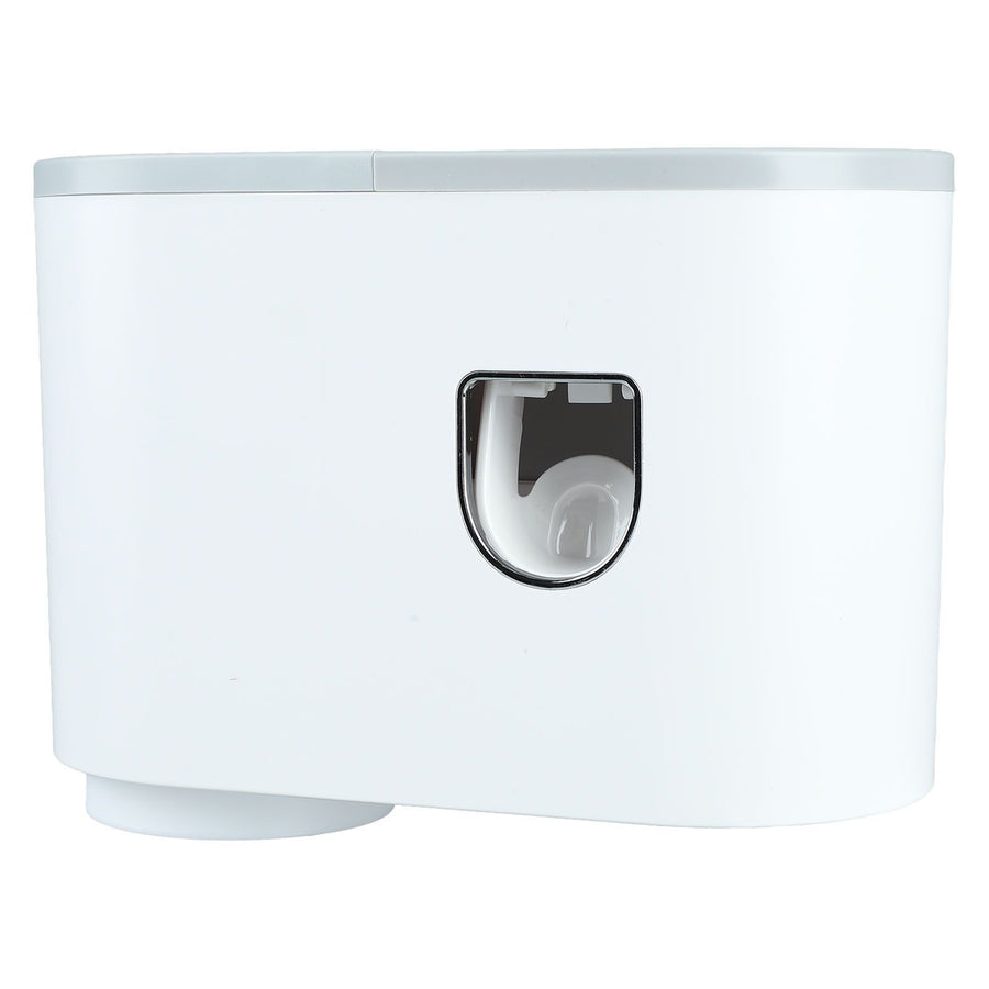 Wall Toothbrush Holder Top Storage Tray Adhesive Wall Mounted Toothbrush Rack with Toothpaste Dispenser for Bathroom