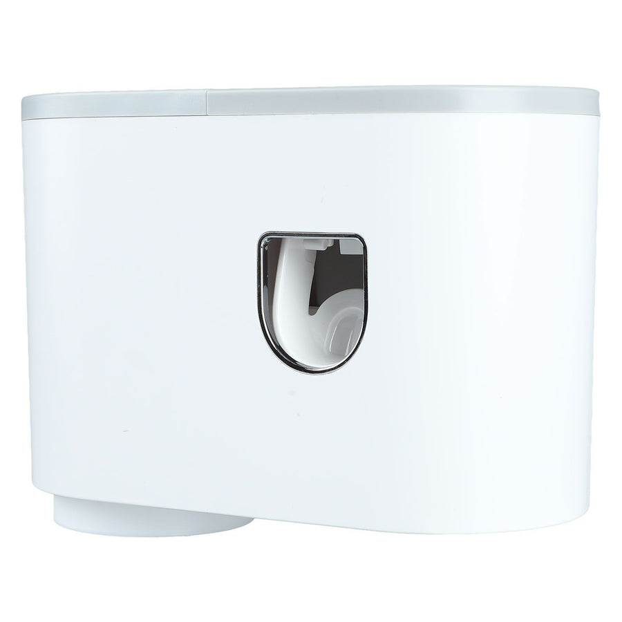 Wall Toothbrush Holder Top Storage Tray Adhesive Wall Mounted Toothbrush Rack with Toothpaste Dispenser for Bathroom