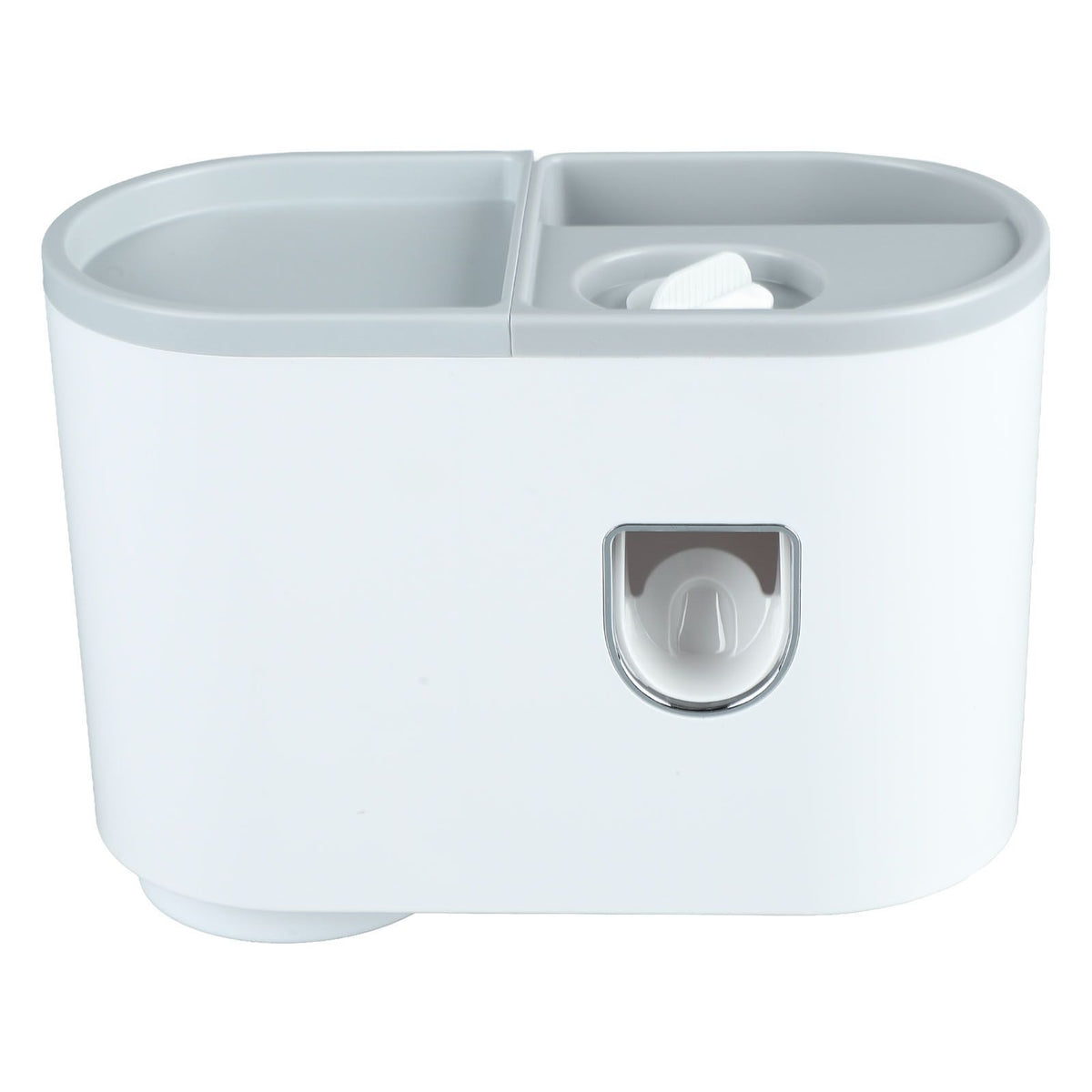 Wall Toothbrush Holder Top Storage Tray Adhesive Wall Mounted Toothbrush Rack with Toothpaste Dispenser for Bathroom