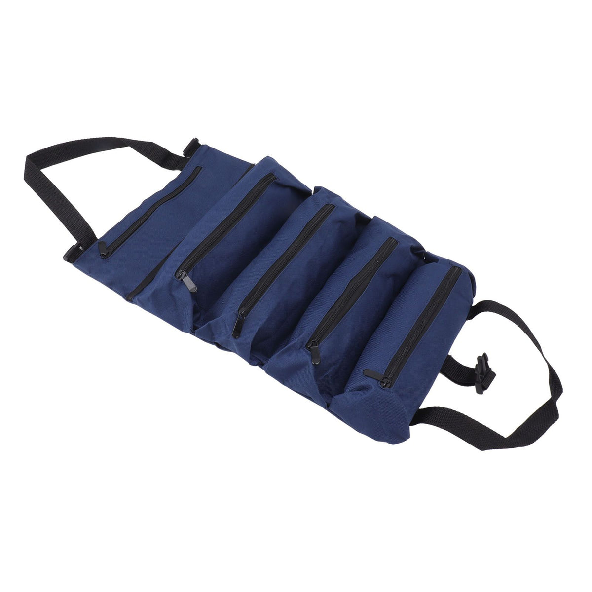 Roll Up Tool Bag 5 Zipper Pockets Portable Oxford Cloth Electricians Tool Bag for Carpenter Plumber Blue