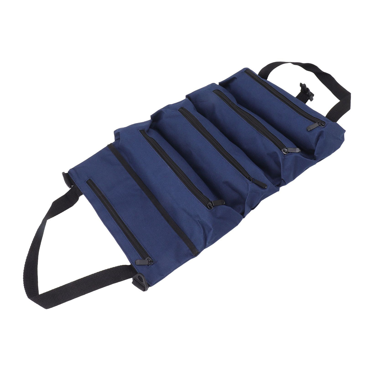 Roll Up Tool Bag 5 Zipper Pockets Portable Oxford Cloth Electricians Tool Bag for Carpenter Plumber Blue