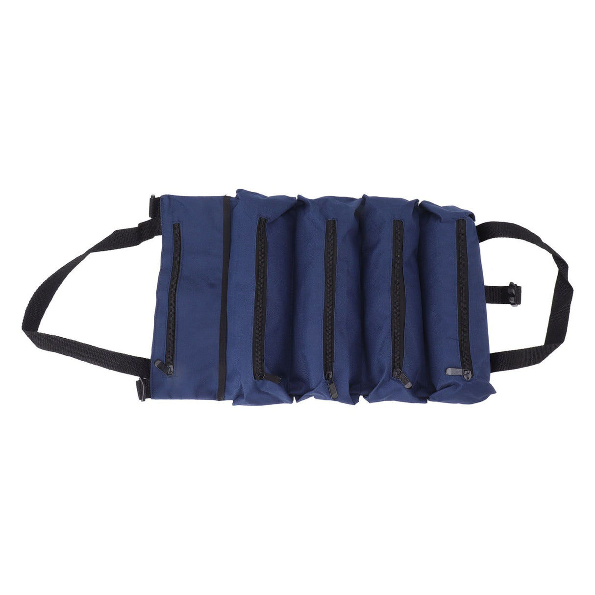 Roll Up Tool Bag 5 Zipper Pockets Portable Oxford Cloth Electricians Tool Bag for Carpenter Plumber Blue