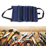 Roll Up Tool Bag 5 Zipper Pockets Portable Oxford Cloth Electricians Tool Bag for Carpenter Plumber Blue