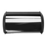 Iron Bread Bin Durable Bread Storage Container Mirror Polished Bread Bin Storage Case for Home Shop Office Black - Front View