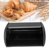 Iron Bread Bin Durable Bread Storage Container Mirror Polished Bread Bin Storage Case for Home Shop Office Black