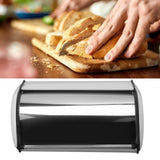 Iron Bread Bin Durable Bread Storage Container Mirror Polished Bread Bin Storage Case for Home Shop Office White - Extra Image