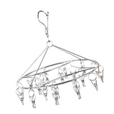 Clothes Drying Hanger Stainless Steel Multi Clip Laundry Drip Hanging Rack for Underwear Socks Hat Round - Front View