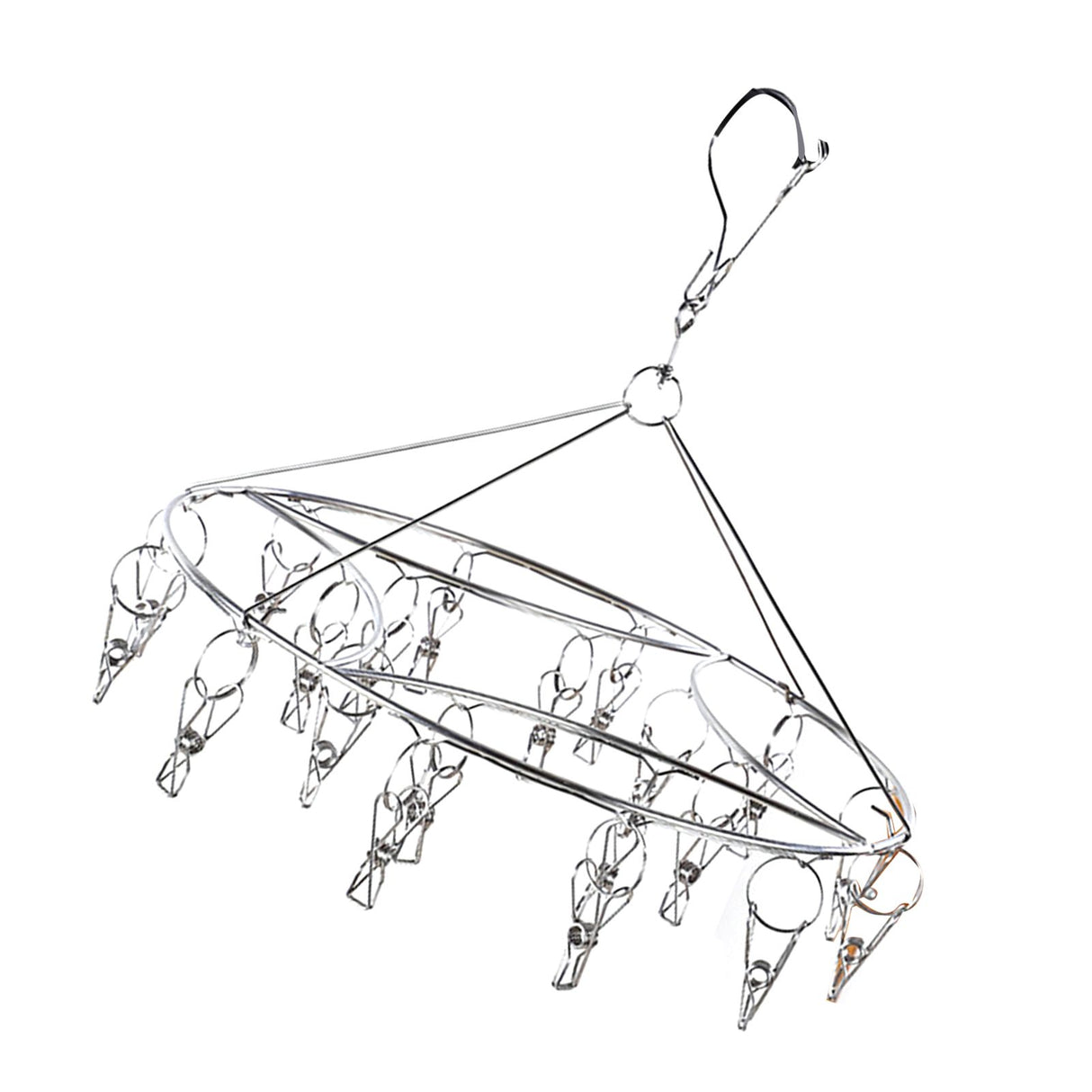 Clothes Drying Hanger Stainless Steel Multi Clip Laundry Drip Hanging Rack for Underwear Socks Hat Round