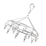 Clothes Drying Hanger Stainless Steel Multi Clip Laundry Drip Hanging Rack for Underwear Socks Hat Round