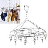 Clothes Drying Hanger Stainless Steel Multi Clip Laundry Drip Hanging Rack for Underwear Socks Hat Round