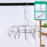 Clothes Drying Hanger Stainless Steel Multi Clip Laundry Drip Hanging Rack for Underwear Socks Hat Round - Close-Up Angle