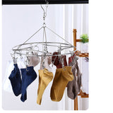 Clothes Drying Hanger Stainless Steel Multi Clip Laundry Drip Hanging Rack for Underwear Socks Hat Round