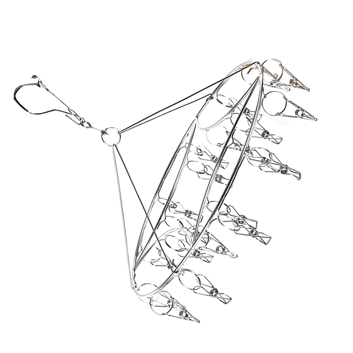 Clothes Drying Hanger Stainless Steel Multi Clip Laundry Drip Hanging Rack for Underwear Socks Hat Round