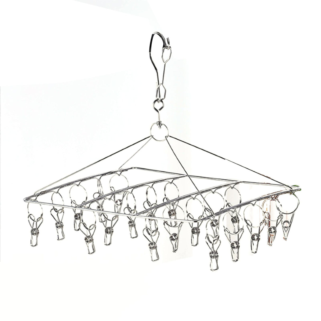 Clothes Drying Hanger Stainless Steel Multi Clip Laundry Drip Hanging Rack for Underwear Socks Hat Square