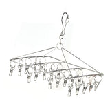 Clothes Drying Hanger Stainless Steel Multi Clip Laundry Drip Hanging Rack for Underwear Socks Hat Square - Front View