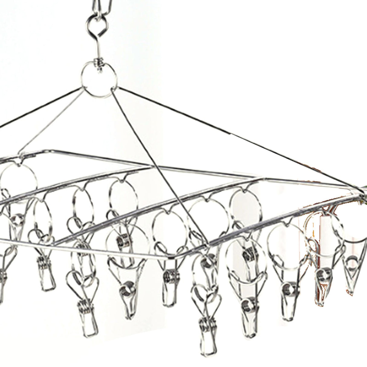 Clothes Drying Hanger Stainless Steel Multi Clip Laundry Drip Hanging Rack for Underwear Socks Hat Square