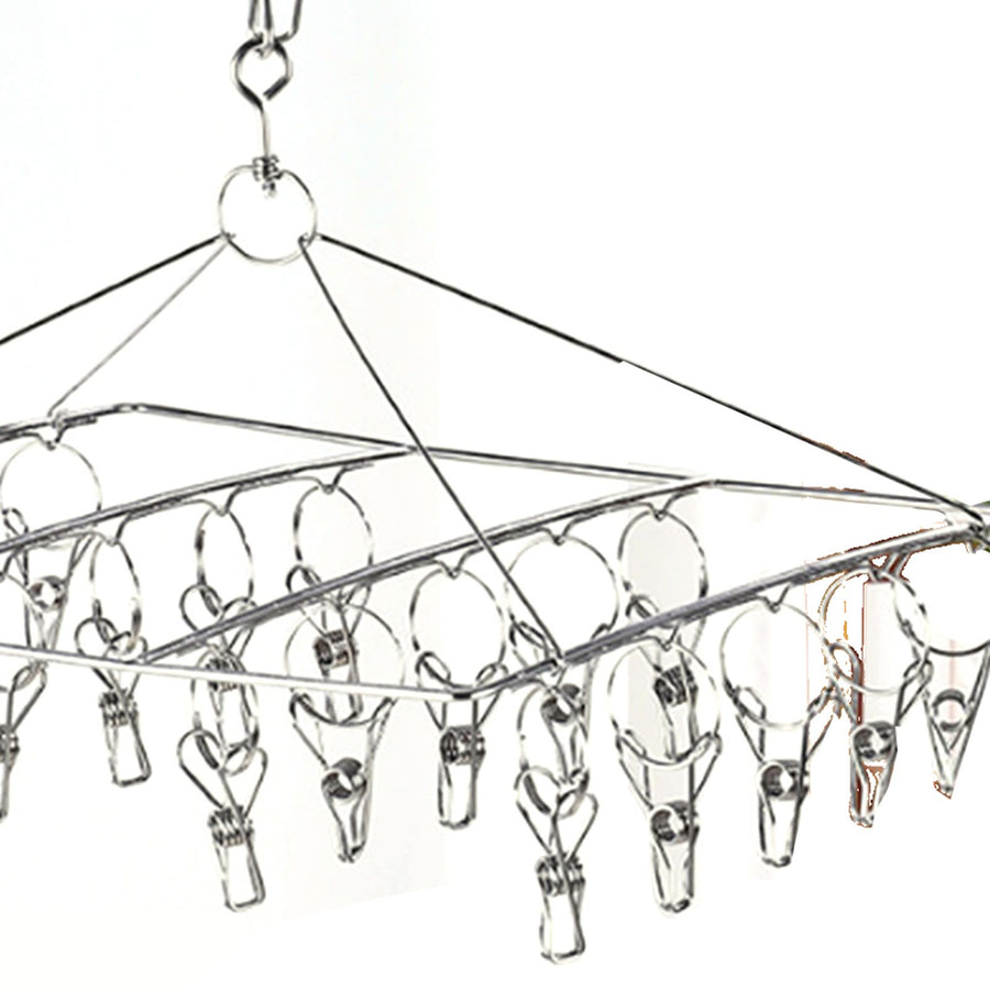 Clothes Drying Hanger Stainless Steel Multi Clip Laundry Drip Hanging Rack for Underwear Socks Hat Square