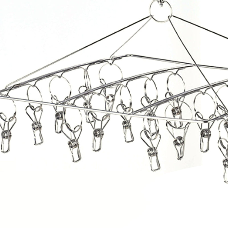 Clothes Drying Hanger Stainless Steel Multi Clip Laundry Drip Hanging Rack for Underwear Socks Hat Square