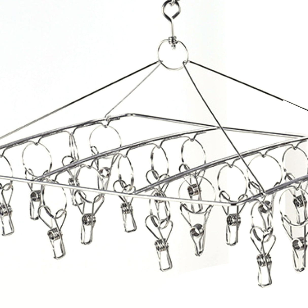 Clothes Drying Hanger Stainless Steel Multi Clip Laundry Drip Hanging Rack for Underwear Socks Hat Square