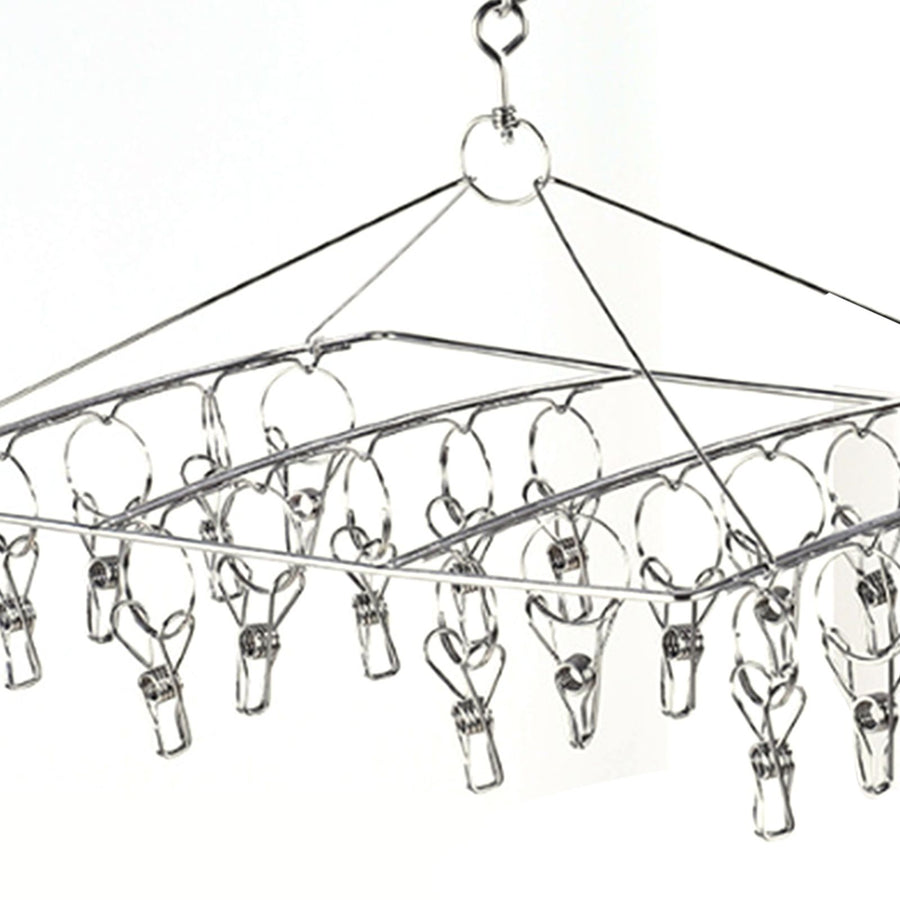 Clothes Drying Hanger Stainless Steel Multi Clip Laundry Drip Hanging Rack for Underwear Socks Hat Square