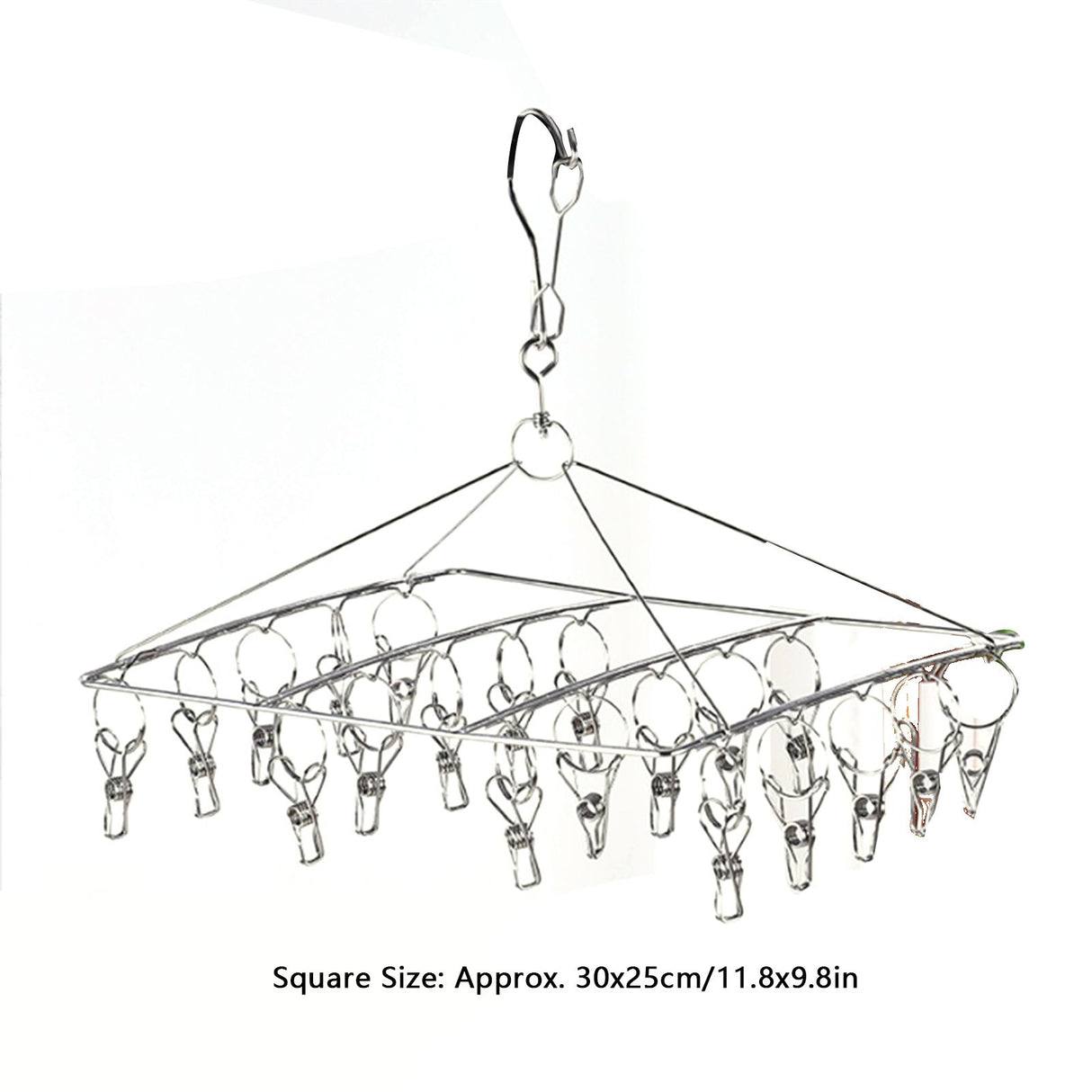 Clothes Drying Hanger Stainless Steel Multi Clip Laundry Drip Hanging Rack for Underwear Socks Hat Square